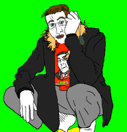 art brown_hair closed_mouth clothes green_background green_eyes hood hoodie jacket lips meta:namefags meta:self_insert namefags nose nostril oc pondering pose posing red_shirt selfie selfish_little_fuck soyjak thub_(user) variant:cobson yellow_sandals