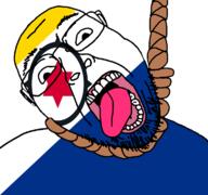 ack bonaire flag flag:bonaire glasses hair hanging netherlands open_mouth rope soyjak star_(symbol) stubble suicide teeth tongue variant:bernd yellow_teeth // 768x719 // 55.3KB