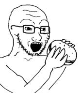 food glasses hamburger hand holding_object open_mouth soyjak stubble variant:soyak // 680x772 // 24.7KB