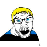 blue_eyes clothes country estonia flag glasses hair open_mouth soyjak stubble variant:feraljak yellow_hair // 1500x1500 // 29.7KB