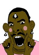 3soyjaks angry blush brown_eyes brown_skin clothes ear facial_mark fat forehead_mark glasses hair hand mustache nose_piercing nose_ring open_mouth orlin painted_nails soyjak spade stubble subvariant:slutson tattoo variant:cobson variant:hilbert_soyjak // 728x1030 // 69.8KB