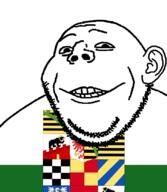 closed_mouth flag flag:anhalt-bernburg grin holy_roman_empire looking_at_you smile soyjak stubble subvariant:gapealien variant:gapejak // 722x832 // 108.7KB