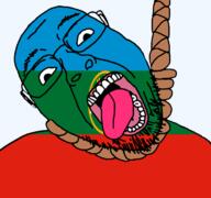ack ack! dead flag flag:karachay-cherkessia glasses hair hanging karachay-cherkessia open_mouth rope russia skin soyjak star_(symbol) stubble suicide sun teeth tongue transparent transparent_background variant:bernd white yellow_teeth // 768x719 // 41.8KB
