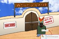 agugu agugu_land brown_skin crying green_shirt schlog sign soyjak_blog steve_(schlog) tear text variant:rupturejak variant:soyak victini // 1200x800 // 818.7KB