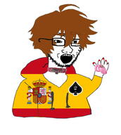 bbc brown_hair chastity_cage clothes country femboy flag flag:spain gay glasses hair hoodie open_mouth painted_nails queen_of_spades soyjak spain stubble twink twinkjak variant:soyak // 828x924 // 237.7KB