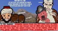 1860 2soyjaks ack arm battle_of_tétouan berber blond bloodshot_eyes buff choke_hold chud clothes conquistador coomer ear fez flag:spain glasses hair hand hat headlock helmet islam makeup morocco mustache nigger open_mouth purple_hair red_skin rif seething shitskin soyjak spain spanish star_and_crescent strangling stubble subvariant:chudjak_front text the_weak_should_fear_the_strong tongue tranny tshirt variant:bernd variant:chudjak variant:wojak // 828x443 // 62.4KB