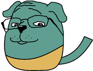 closed_mouth clothes dog dog_ears ear glasses meta:namefags nose shiny_eyes snout stubble subvariant:gapedog subvariant:wholesome_soyjak tail transparent_background trevor trevor_(user) variant:gapejak // 1136x867 // 23.1KB