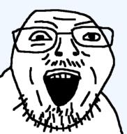 glasses mustache open_mouth soyjak stubble variant:unknown // 454x479 // 19.6KB