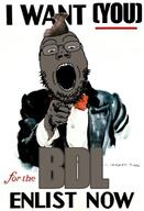BDL boot boot_(user) glasses grey_skin meta:tagme open_mouth poster propaganda stubble subvariant:gapejak_front tinted_glasses variant:gapejak // 397x580 // 205.0KB