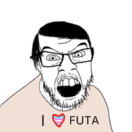 angry clothes coomer forehead_lines futa glasses hair looking_at_you open_mouth stubble synthetic_man text transheart tshirt variant:feraljak white_background youtube youtuber // 1500x1500 // 34.3KB