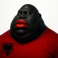 albania big_lips black_skin fat_nigger flag:albania looking_to_the_left meta:ai_generated meta:serbia_won nigger red_lips subvariant:morbidmutt variant:meximutt yellow_sclera // 1024x1024 // 1.6MB