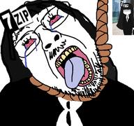 7zip ack beard clothes dead female glasses hair meta:not_oc reference rope suicide suit tagme_character_name variant:bernd // 768x719 // 82.2KB