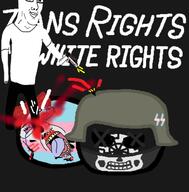 2soyjaks blood bloodshot_eyes crying eyelashes full_body gun meta:tagme mustache open_mouth pistol polandball sonnenrad soyjak stubble tongue tranny variant:bernd variant:chudjak yellow_teeth // 1261x1280 // 696.9KB