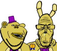 2soyjaks angry animal animatronic award beard bow_tie ear european five_nights_at_freddy's five_nights_at_freddy's_3 fredbear glasses half_open_mouth mutt rabbit red_eyes shitskin spring_bonnie springtrap subvariant:euromutt subvariant:impish_amerimutt sweater top_hat variant:impish_soyak_ears variant:markiplier_soyjak yellow_skin // 704x637 // 171.5KB