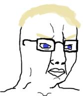 angry blue_eyes glasses hair soyjak variant:chudjak yellow_hair // 669x770 // 106.2KB