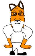 closed_mouth clothes fox full_body fur furry glasses looking_at_you neutral snout subvariant:neutralplier variant:markiplier_soyjak white_background // 902x1418 // 32.1KB
