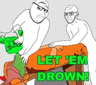 drowning limeade limeade_(user) meta:namefags mymy_(ongezellig) ongezellig propaganda propaganda_poster subvariant:condiment torture variant:feraljak variant:smugjak variant:soyak waterboarding // 1000x890 // 113.6KB