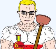 blue_eyes chad closed_mouth clothes flag flag:poland glasses medal meta:tagme plunger poland polish polska soyjak variant:chudjak white_skin yellow_hair // 530x465 // 91.5KB