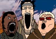 3soyjaks ben_stiller blackface blond brown_skin explosion glasses headband jack_black military movie nigger open_mouth robert_downey_junior series:trios_&_duos shades soyjak soyjak_trio stretched_mouth stubble sunglasses template tropic_thunder variant:gapejak variant:markiplier_soyjak variant:tony_soprano_soyjak // 828x581 // 220.0KB
