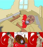 2soyjaks azerbaijan badge bloodshot_eyes brown_skin cockroach country crying earthquake flag:azerbaijan flag:turkiye glasses hair hanging open_mouth purple_hair rat rope soyjak suicide tongue turkiye tvrkaryan variant:bernd yellow_teeth // 2678x2911 // 2.6MB