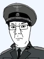 closed_mouth clothes eagle eyebrows glasses hair looking_at_you military_cap military_uniform nazism necktie nose schutzstaffel skull subvariant:chuzjak swastika totenkopf transparent_background variant:kuzjak white_skin wrinkles // 810x1080 // 65.0KB