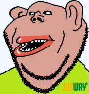 amerimutt black_sclera brown_skin clothes ear green_shirt lips mutt open_mouth soyjak stubble subvariant:impish_amerimutt subway united_states variant:impish_soyak_ears // 596x628 // 23.7KB
