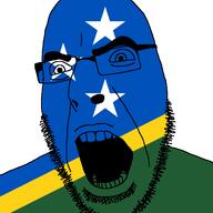 angry country flag glasses open_mouth solomon_islands soyjak star stubble variant:cobson // 721x720 // 31.4KB