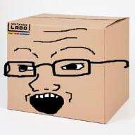 box cardboard glasses nintendo nintendo_labo objectsoy open_mouth soyjak text variant:soyak video_game // 1108x1108 // 830.7KB