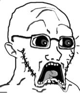 ear glasses open_mouth scared soyjak stubble subvariant:doctos template tongue variant:soyak // 331x385 // 96.7KB