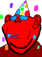 beetroot broot clothes confetti emoticon glasses hat leaf party party_hat party_horn red_skin series:brootmoji stubble transparent_background variant:impish_soyak_ears 🥳 // 598x800 // 21.9KB