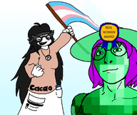avengers beanie black blue_eyes cute cute_girl emerald_(namefag) female femerald flag flag:transgender_pride_flag girl glasses green_eyes green_hair green_skin hair holding_flag holding_object meta:namefags purple_hair real_woman_award sisa smile soy soylent soylent_(cacao) subvariant:female_cobson variant:cobson variant:soytan white_skin woman // 1076x905 // 269.4KB