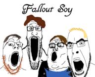 4soyjaks angry brown_hair clothes fallout_boy glasses hair open_mouth stretched_mouth stubble trend:soyjak_trio variant:cobson variant:gapejak variant:markiplier_soyjak variant:tony_soprano_soyjak yellow_hair // 2125x1726 // 596.6KB