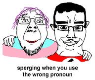 2soyjaks chud_troon_alliance clothes ear flag friendship glasses hair hand happy makeup mustache nazism purple_hair smile soyjak stubble subvariant:chudjak_front swastika text tranny variant:bernd variant:chudjak // 834x700 // 281.5KB