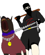 barking bat chain dark_eyes dark_skin dog grand_theft_auto jimbo_(namefag) jimbo_(user) meta:namefags variant:chudjak warrior-z_(user) white_skin yellow_sclera yellow_teeth // 2400x2927 // 1.8MB