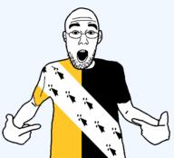 arm british clothes ear england flag flag:norfolk glasses hair hand norfolk open_mouth pointing soyjak stubble teeth tshirt united_kingdom variant:shirtjak // 1236x1118 // 74.1KB