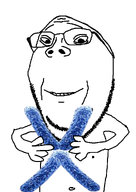 arm chromosome chromosomes disabled downs_syndrome eyebags eyelids flat_nose glasses hand happy holding_object hugging retard smile stubble subvariant:wholesome_soyjak variant:gapejak wholesome // 720x1020 // 229.8KB