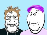 are_you_soying_what_im_soying blue brown_hair glasses lankybox lankybox_adam lankybox_justin pink_hair stubble variant:gapejak variant:markiplier_soyjak youtube // 1247x935 // 213.2KB