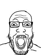 glasses merge open_mouth soyjak stubble variant:bernd variant:markiplier_soyjak // 600x800 // 42.2KB
