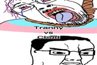 animated art glasses hair open_mouth purple_hair sound soyjak stubble text tiktok tongue total_nigger_death tranny variant:bernd variant:chudjak variant:cobson variant:gapejak video vs yellow_teeth // 720x480, 22.8s // 4.6MB