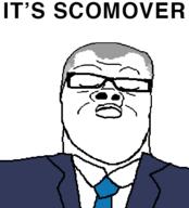 australia closed_eyes closed_mouth clothes glasses grey_hair hair its_over necktie scott_morrison soyjak text variant:a24_slowburn_soyjak // 454x500 // 9.9KB