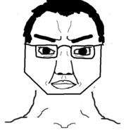 angry closed_mouth glasses hair octagon soyjak subvariant:chudjak_front variant:chudjak // 530x568 // 91.2KB
