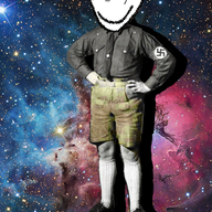adolf_hitler animated arm clothes ear full_body hair hand leg mustache nazism smile soyjak space stubble variant:impish_soyak_ears // 486x685 // 573.0KB