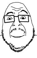 bald eyebrows glasses happy mustache smile soyjak stubble subvariant:wholesome_fortson teeth variant:fortson // 458x720 // 10.0KB