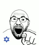 animated beard cross_eyed ear glasses hand judaism laughing open_mouth pointing pointing_at_viewer soyjak star_of_david stubble variant:cirrus // 219x255 // 214.1KB