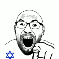 animated beard cross_eyed ear glasses hand judaism laughing open_mouth pointing pointing_at_viewer soyjak star_of_david stubble variant:cirrus // 219x255 // 214.1KB