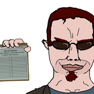animated clothes glasses goatee hair hand holding_object petition postal postal_2 postal_dude red_hair smile soyjak subvariant:chudjak_front sunglasses variant:chudjak video_game white_skin // 680x554 // 238.1KB