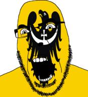 animal bird country eagle flag flag:lower_silesian full_head glasses hair looking_to_the_right lower_silesian open_mouth poland soyjak stubble teeth text variant:cobson voivodeship // 721x789 // 71.4KB