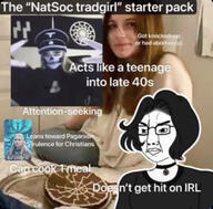 chud doomer_girl female gf irl nazism paganism religion scar sonnenrad text trad_wife variant:chudjak woman // 719x707 // 416.8KB