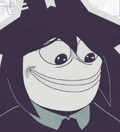 amphibian black_hair cat_ear frog fundamental_paper_education looking_down meta:not_oc miss_circle nas:pepe pepe_the_frog smile white_skin