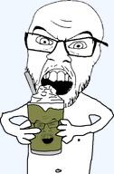 angry glasses looking_at_viewer matcha matcha_latte soyjak stubble variant:feraljak // 625x950 // 98.6KB